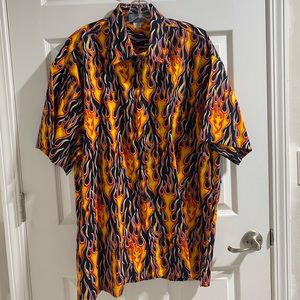 NWOT Vintage Men's High Seas Trading Co. Flame Button Down Shirt